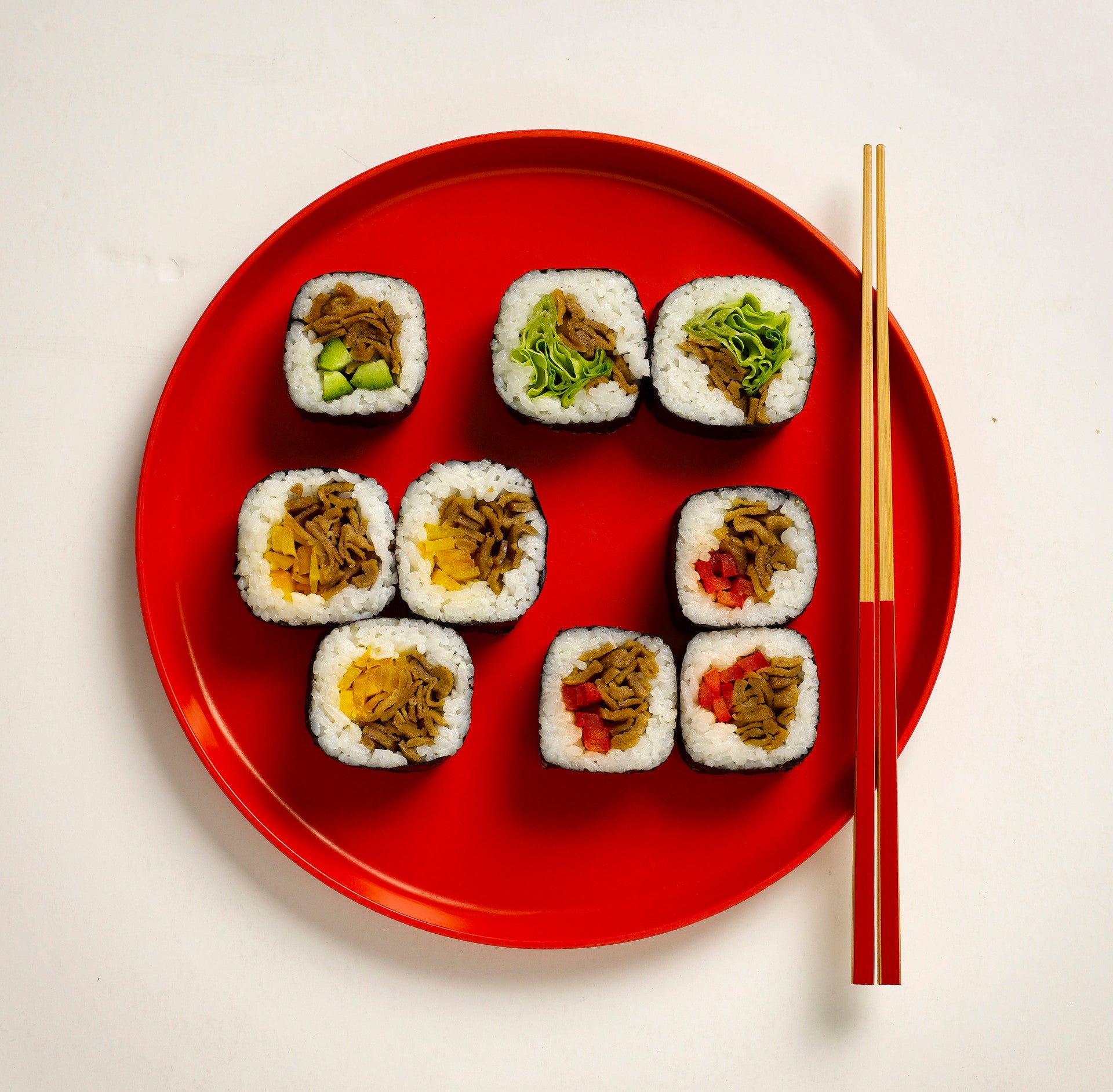 Bite-size UNLIMEAT Sushi Rolls