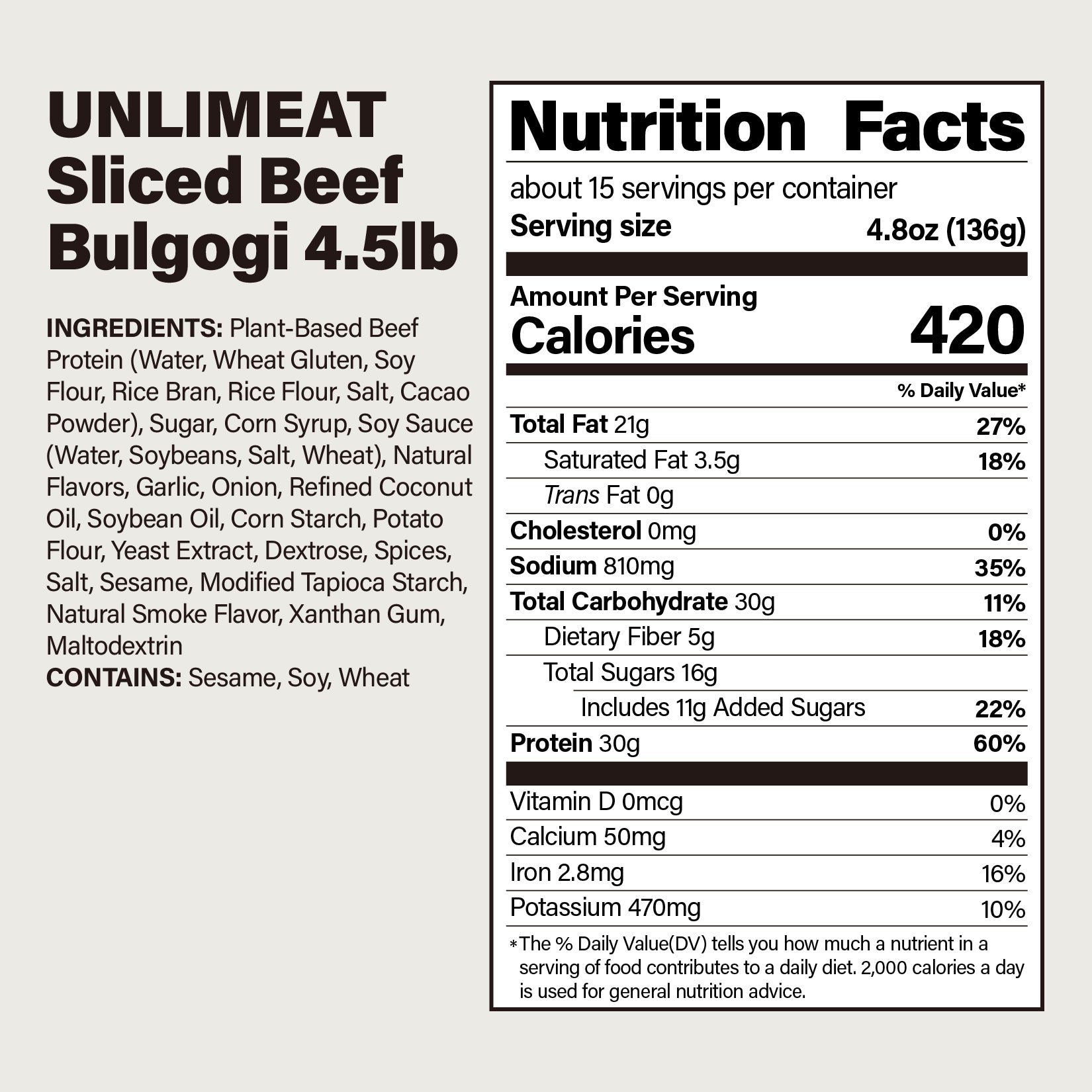 Sliced Beef Bulgogi, 4.5lb